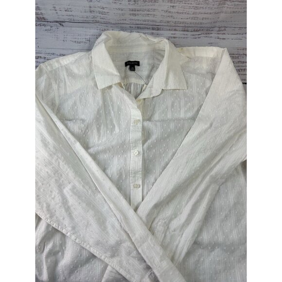 Talbots White Cotton Button Down Blouse Shirt Size XL Career Office Casual - Picture 8 of 14